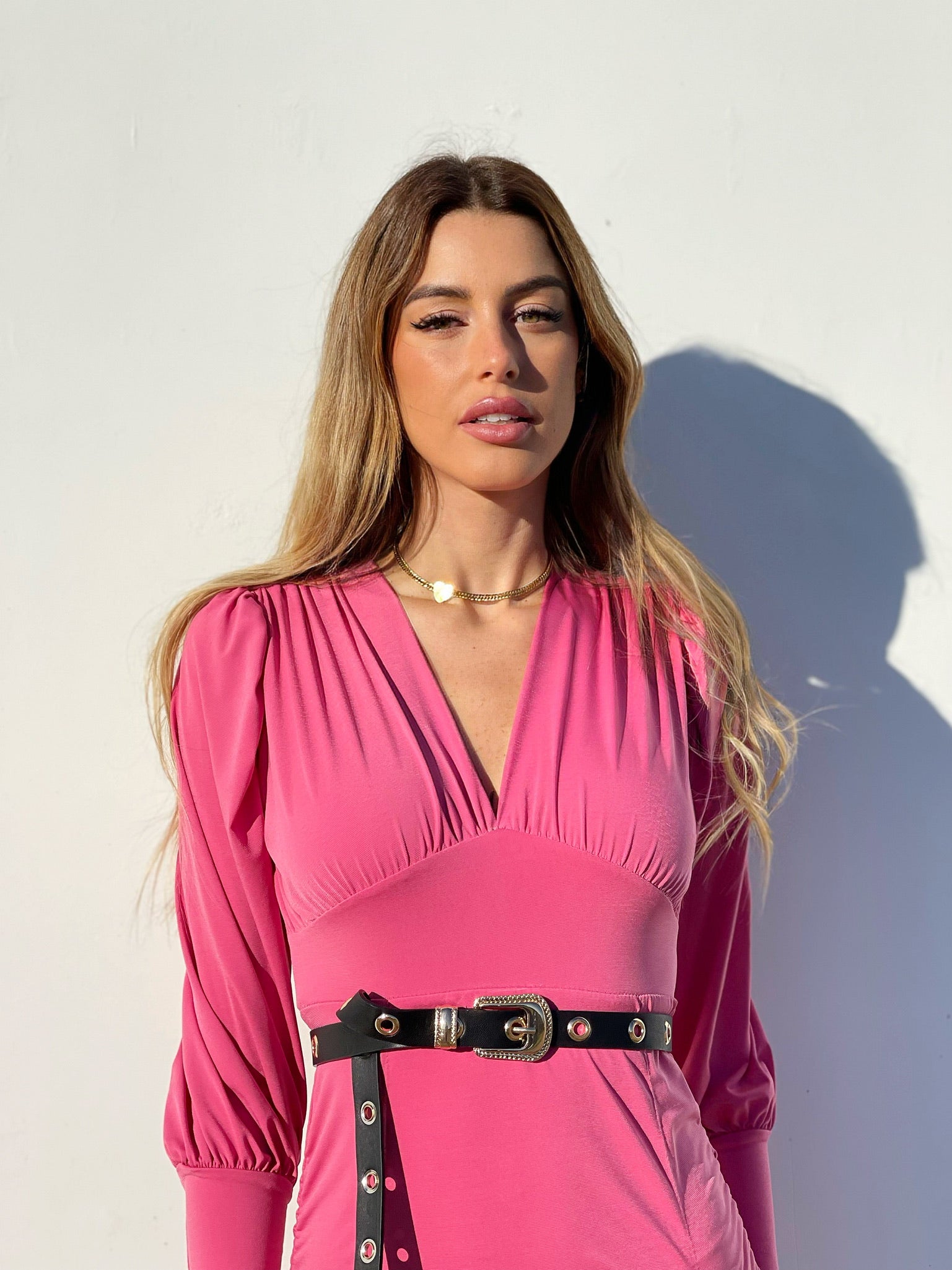 Abito con drappeggio rosa barbie - R.a. Boutique 