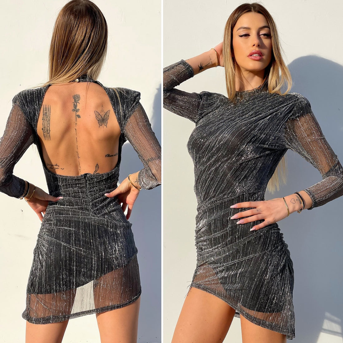 Abito silver con schiena aperta - R.a. Boutique 