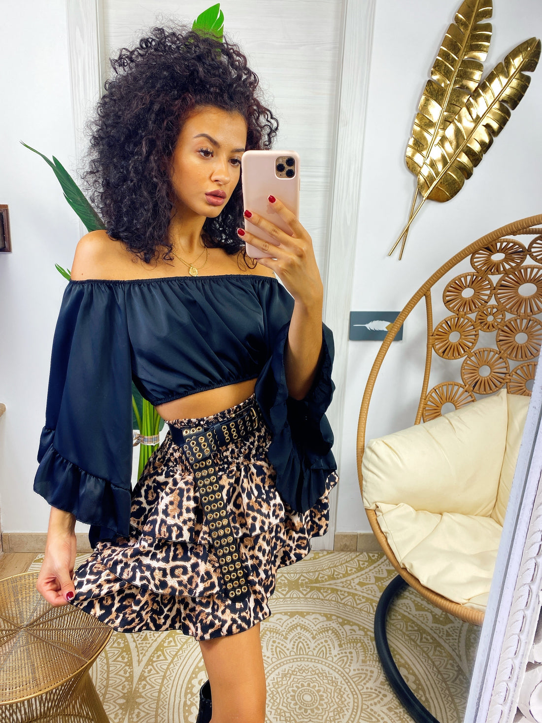 Top in raso manica lunga nero - R.a. Boutique 