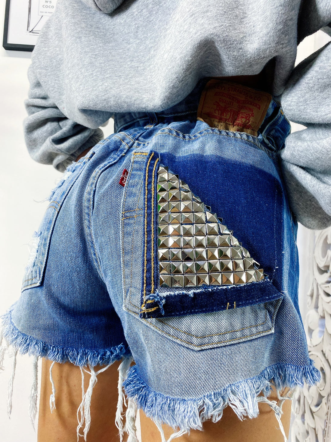 Short Levi’s Vintage bagno scuro con borchie - R.a. Boutique 