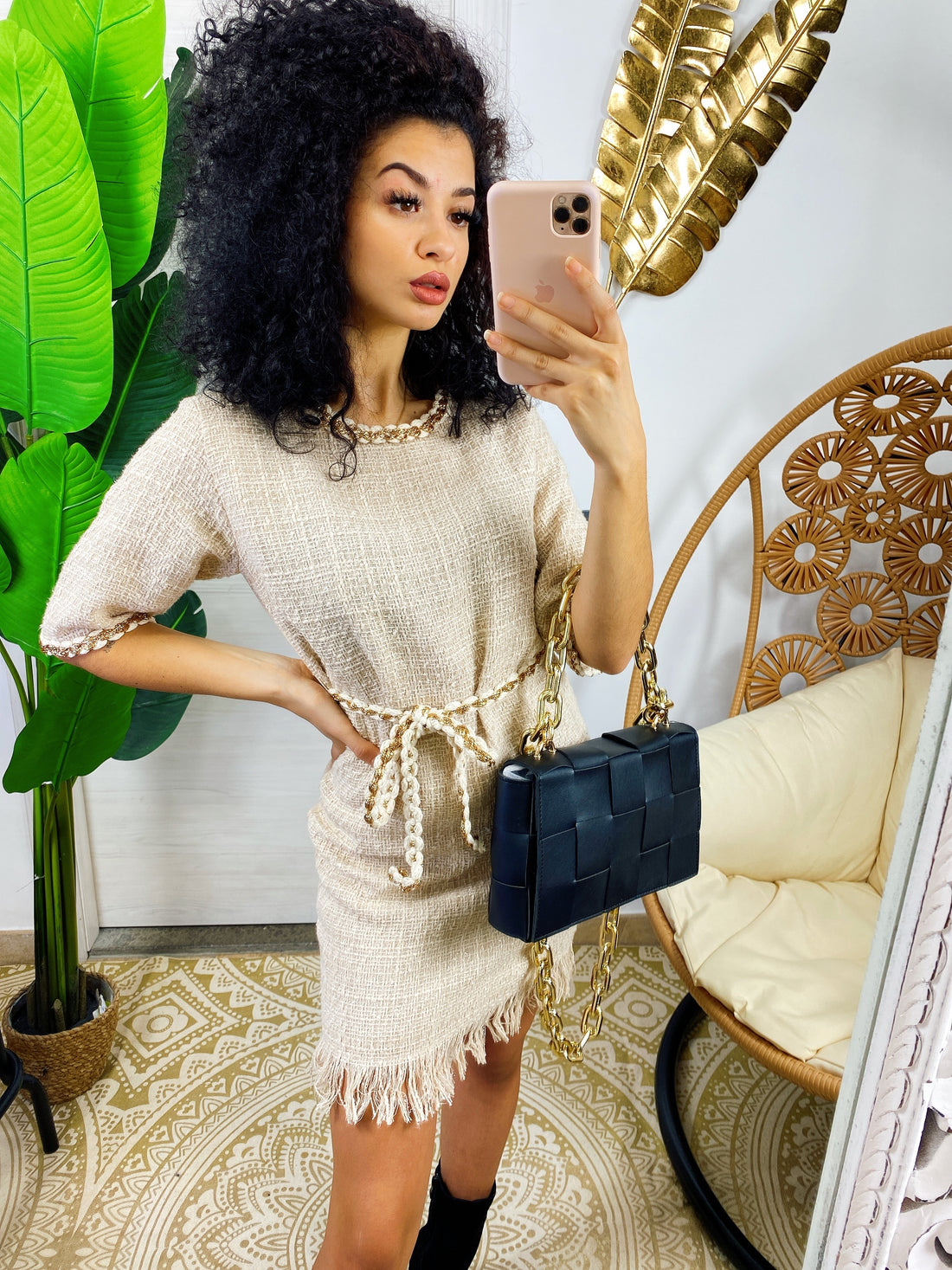 Abito morbido con dettagli oro - R.a. Boutique 