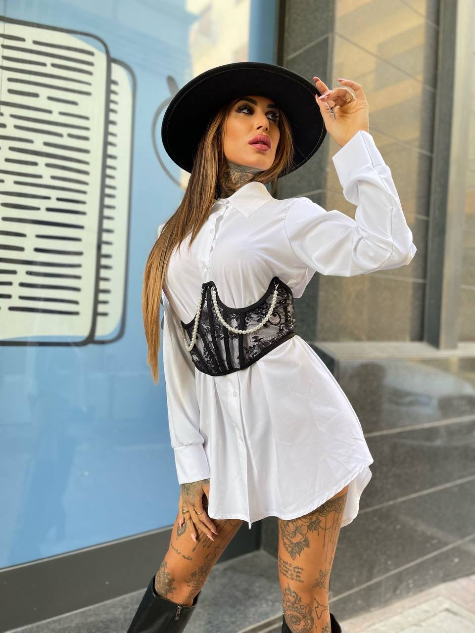 Fascia bustier con perle e pizzo - R.a. Boutique 