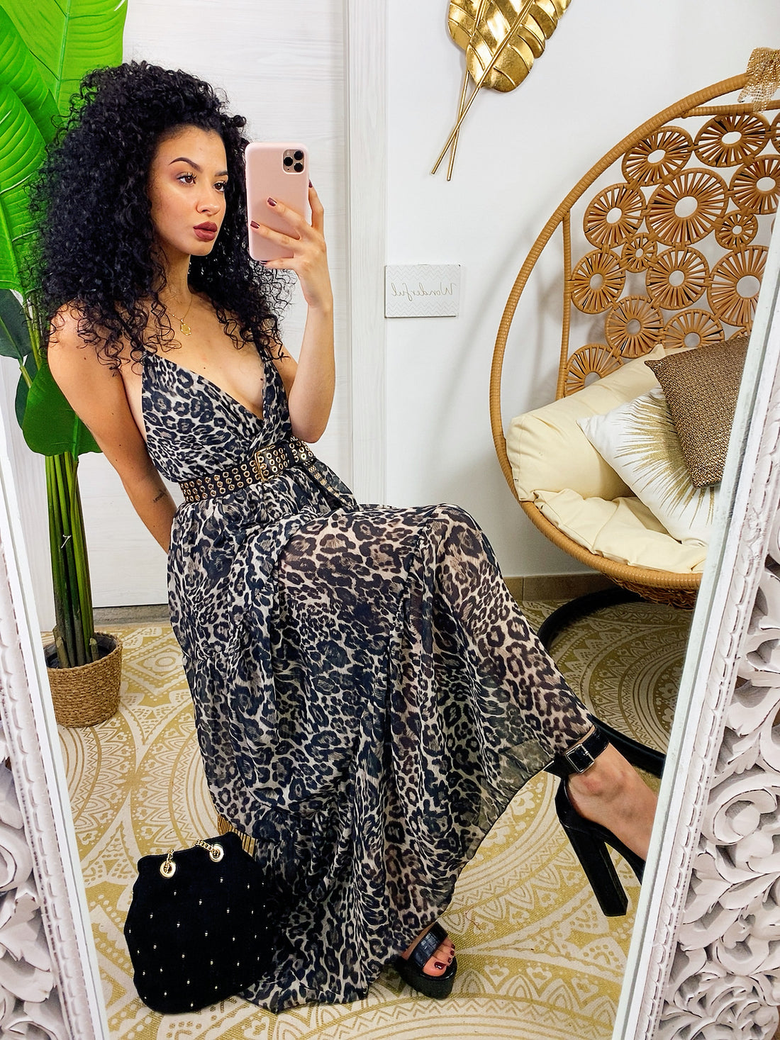 Abito lungo in trama animalier - R.a. Boutique 