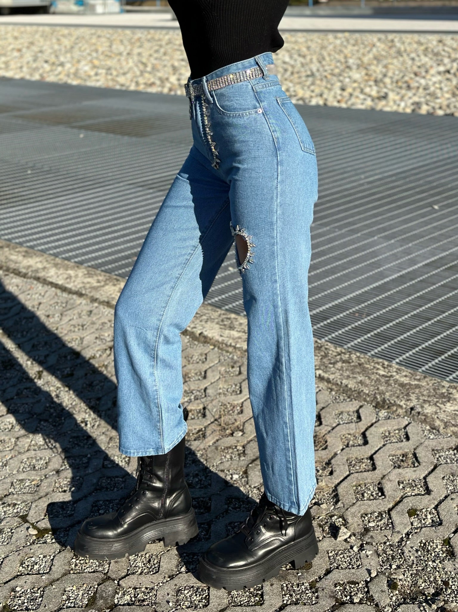 Jeans con strass e cuore - R.a. Boutique 