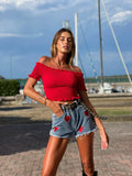 Top plissettano rosso - R.a. Boutique 