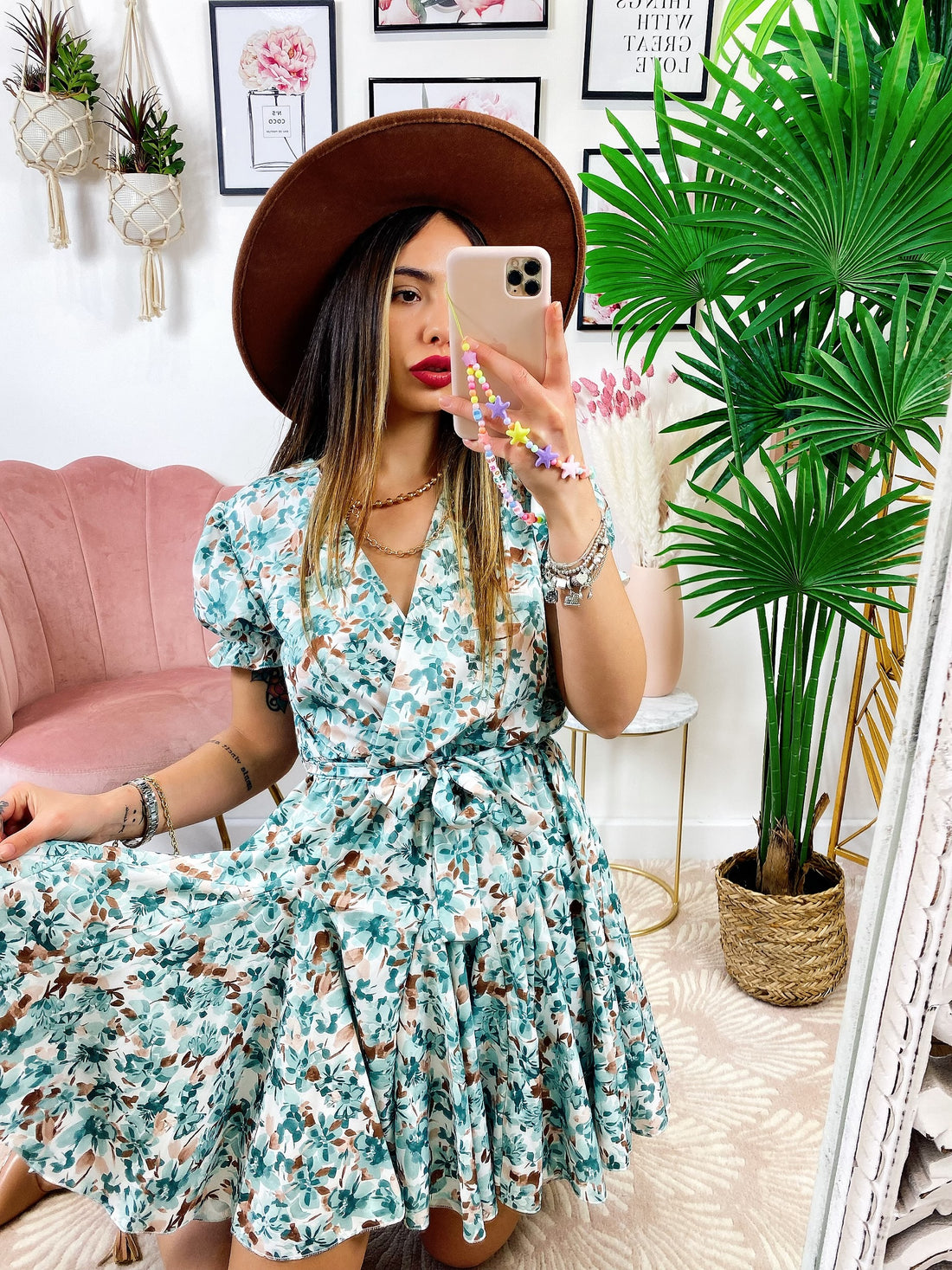 Abito floreale base Verdeacqua - R.a. Boutique 