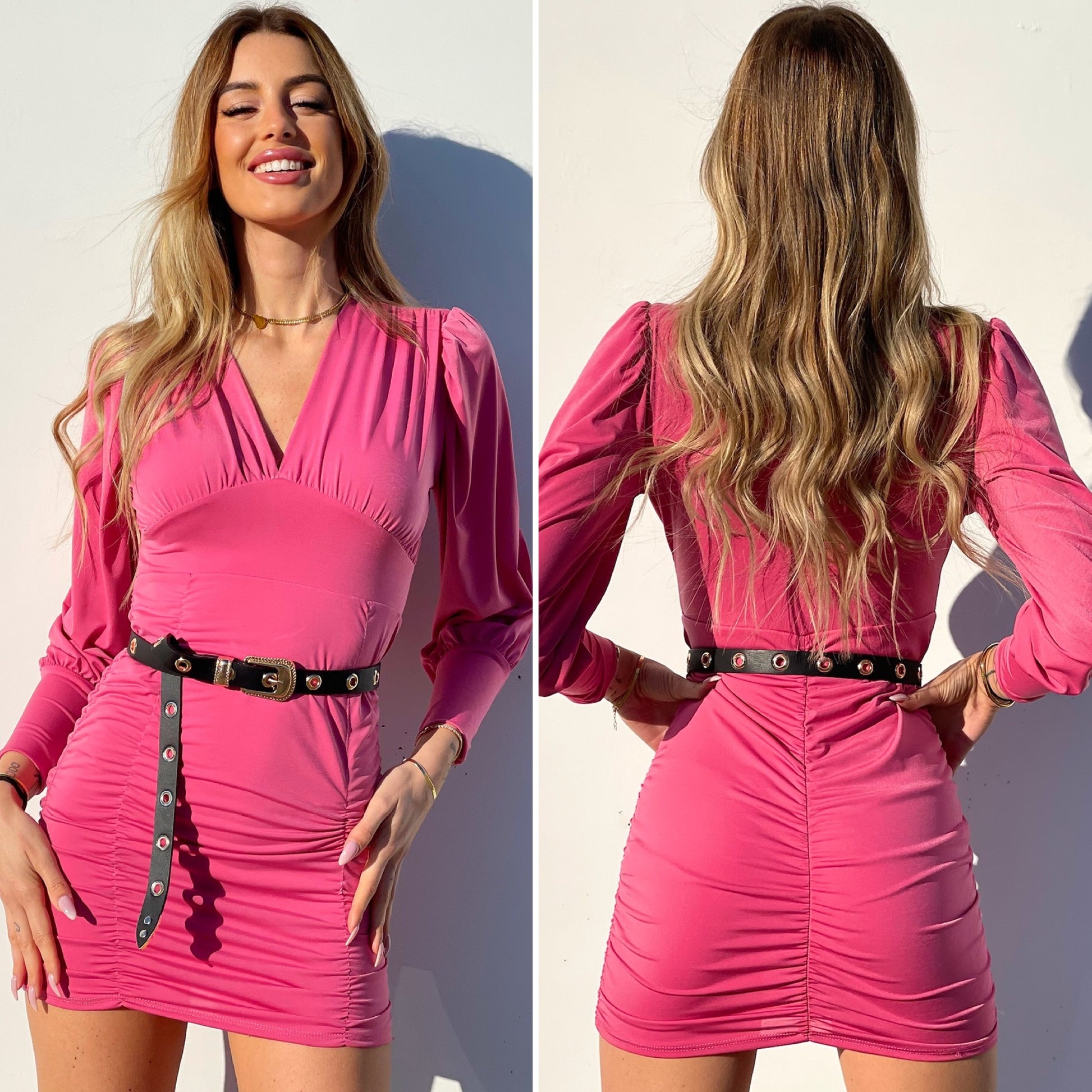 Abito con drappeggio rosa barbie - R.a. Boutique 