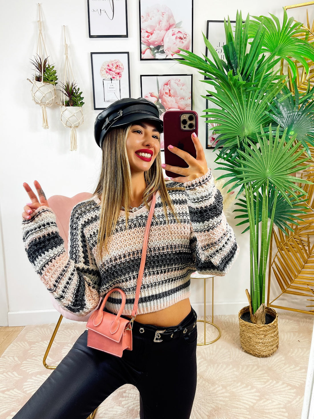 Maglioncino a righe traforato - R.a. Boutique 