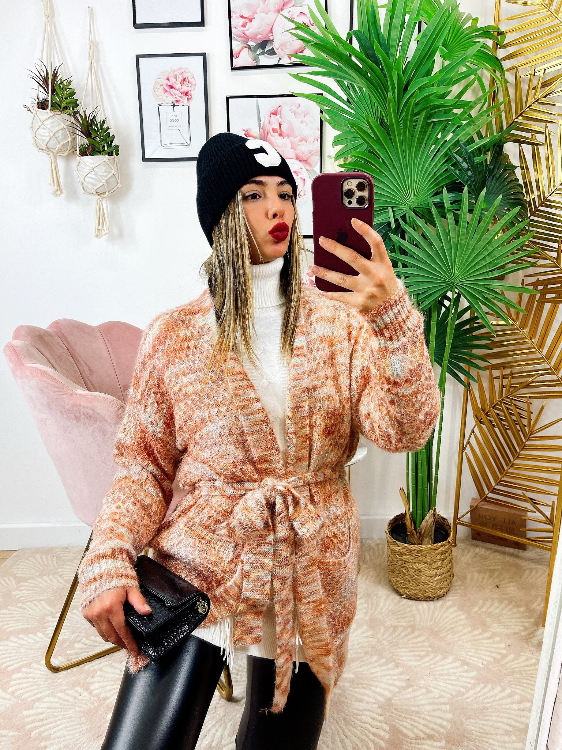 Cardigan morbido con cintura Orange - R.a. Boutique 