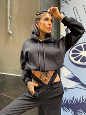 Felpa con elastico nera - R.a. Boutique 