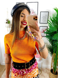 Maglia crop arancio con cuori - R.a. Boutique 