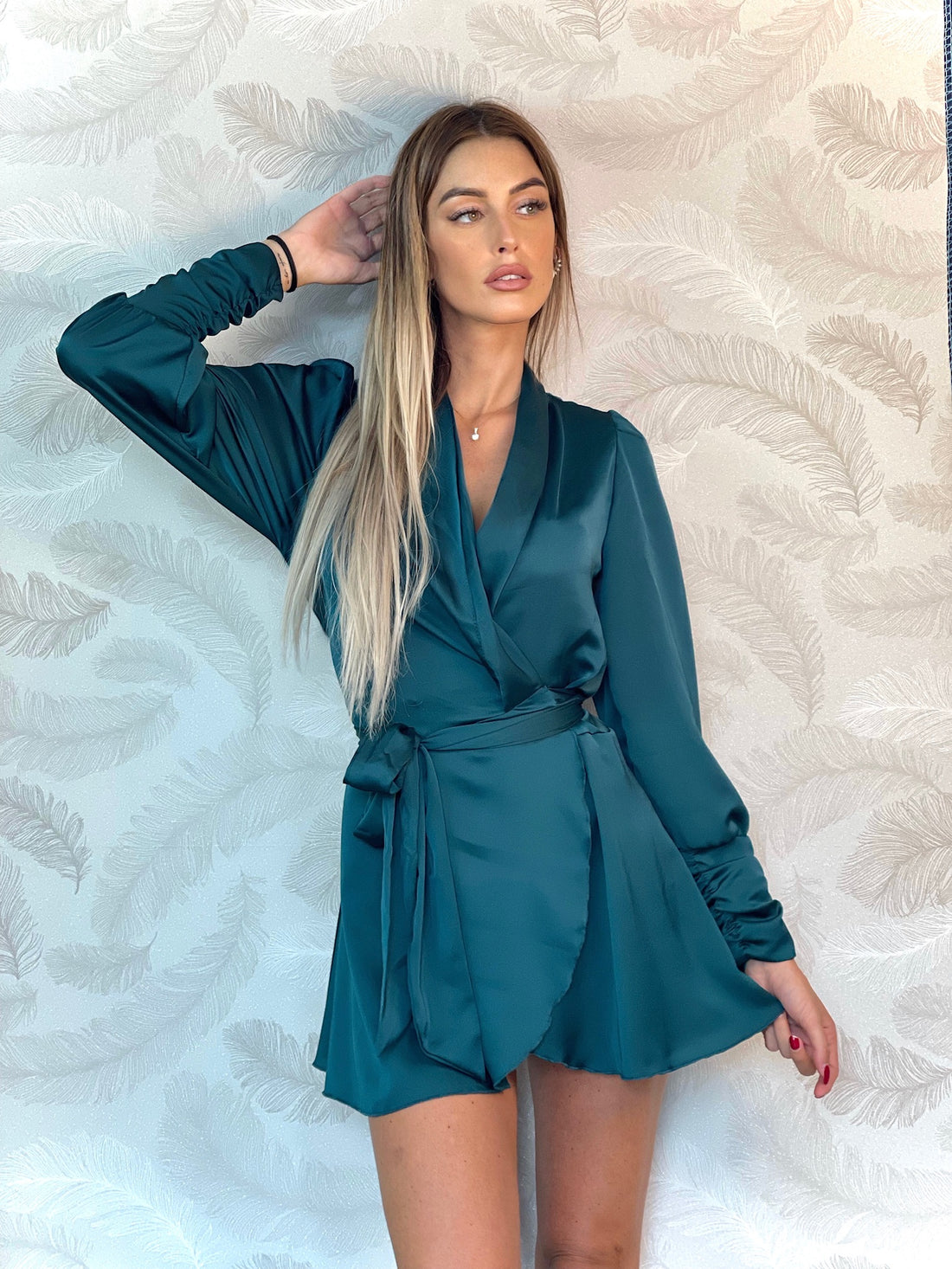 Abito in raso ottanio - R.a. Boutique 