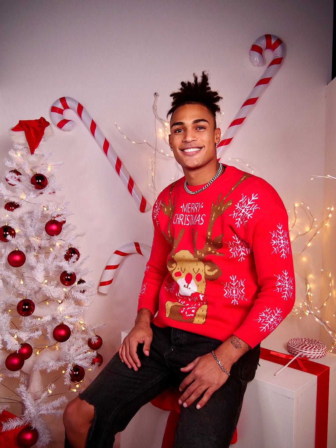 Maglione Top Quality renna Unisex rosso - R.a. Boutique 