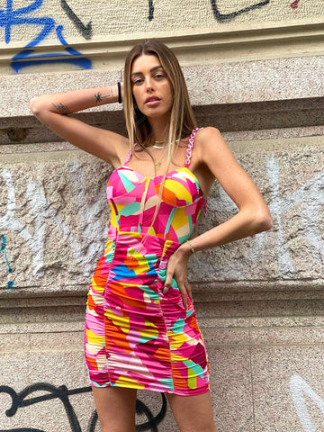 Abito geometrico spalline con catena - R.a. Boutique 