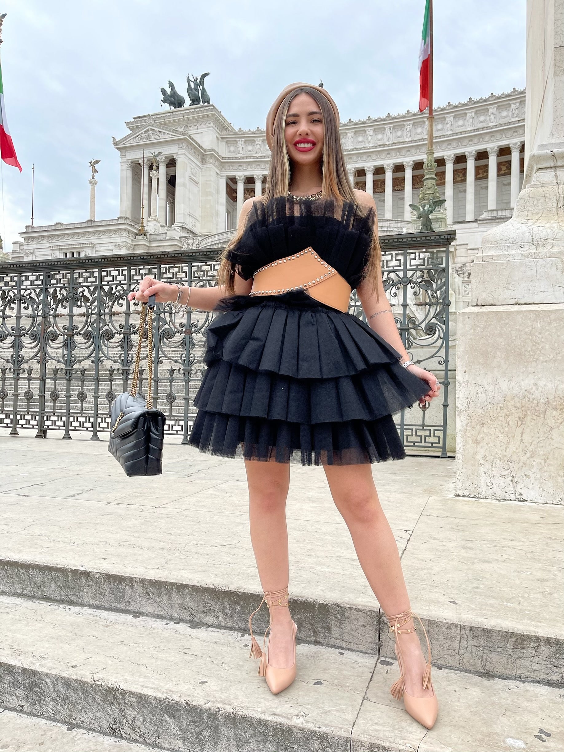 Abito in tulle con cintura - R.a. Boutique 