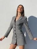 Abito a blazer a quadri schiena aperta - R.a. Boutique 