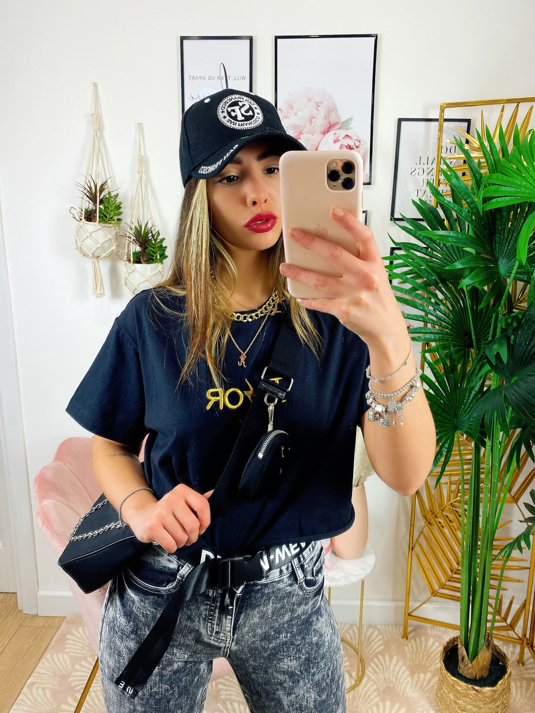 T-shirt con stampa D Nera - R.a. Boutique 