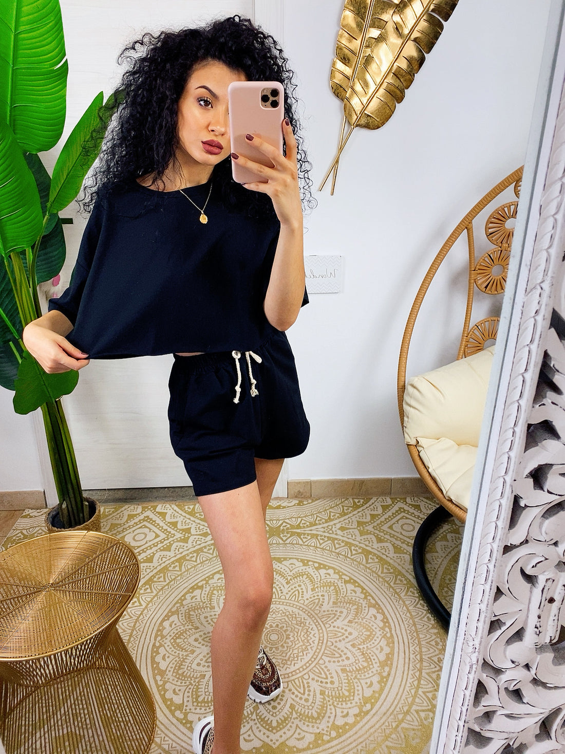 Completo sportivo maglia e short nero - R.a. Boutique 