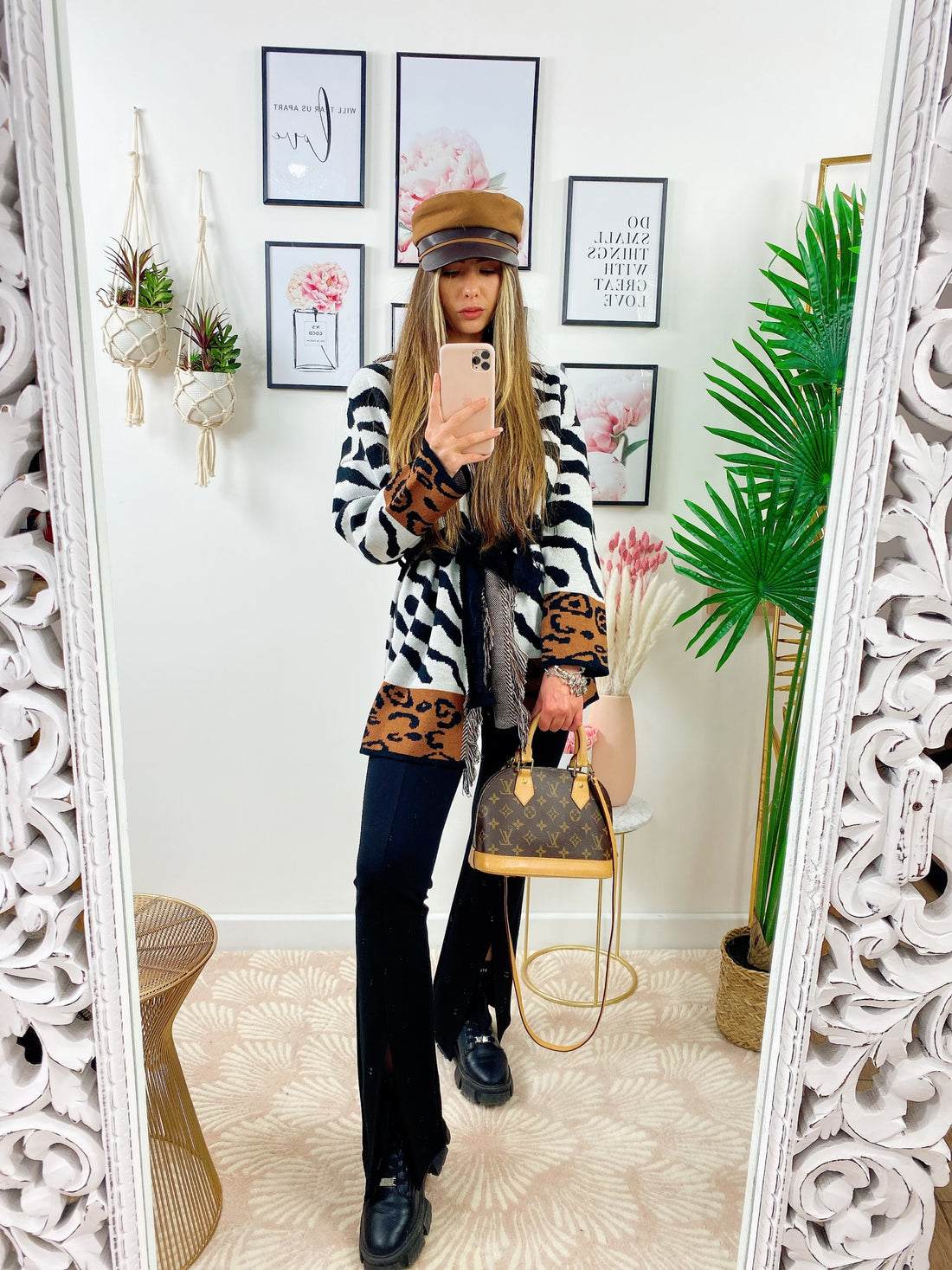 Cardigan Zebrato con frange e cinta - R.a. Boutique 