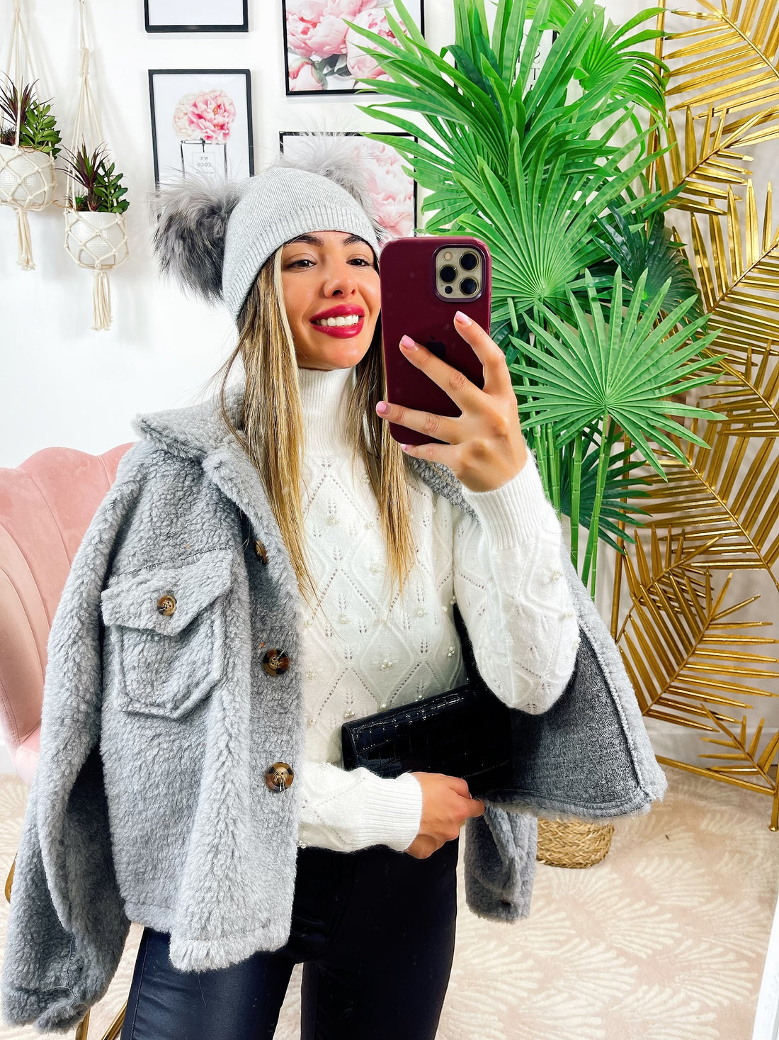 Cappotto corto Teddy grigio - R.a. Boutique 