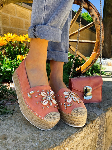 Espadrillas Rosa estive con conchiglie - R.a. Boutique 