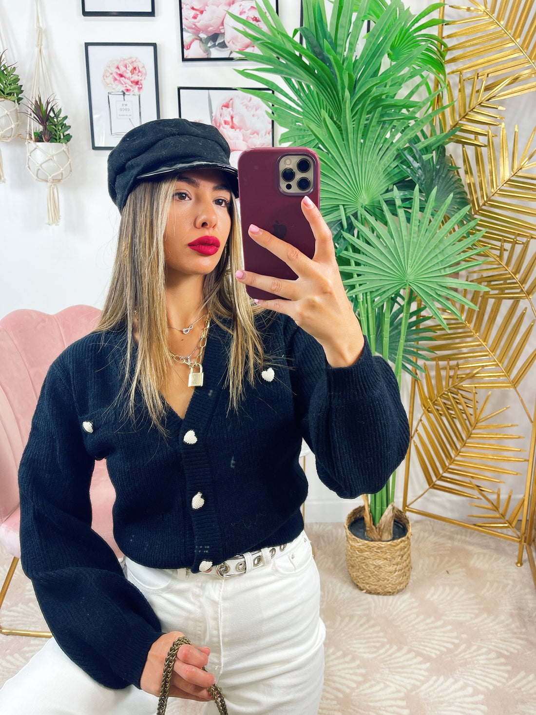 Cappello nero eco pelle con visiera lucida - R.a. Boutique 