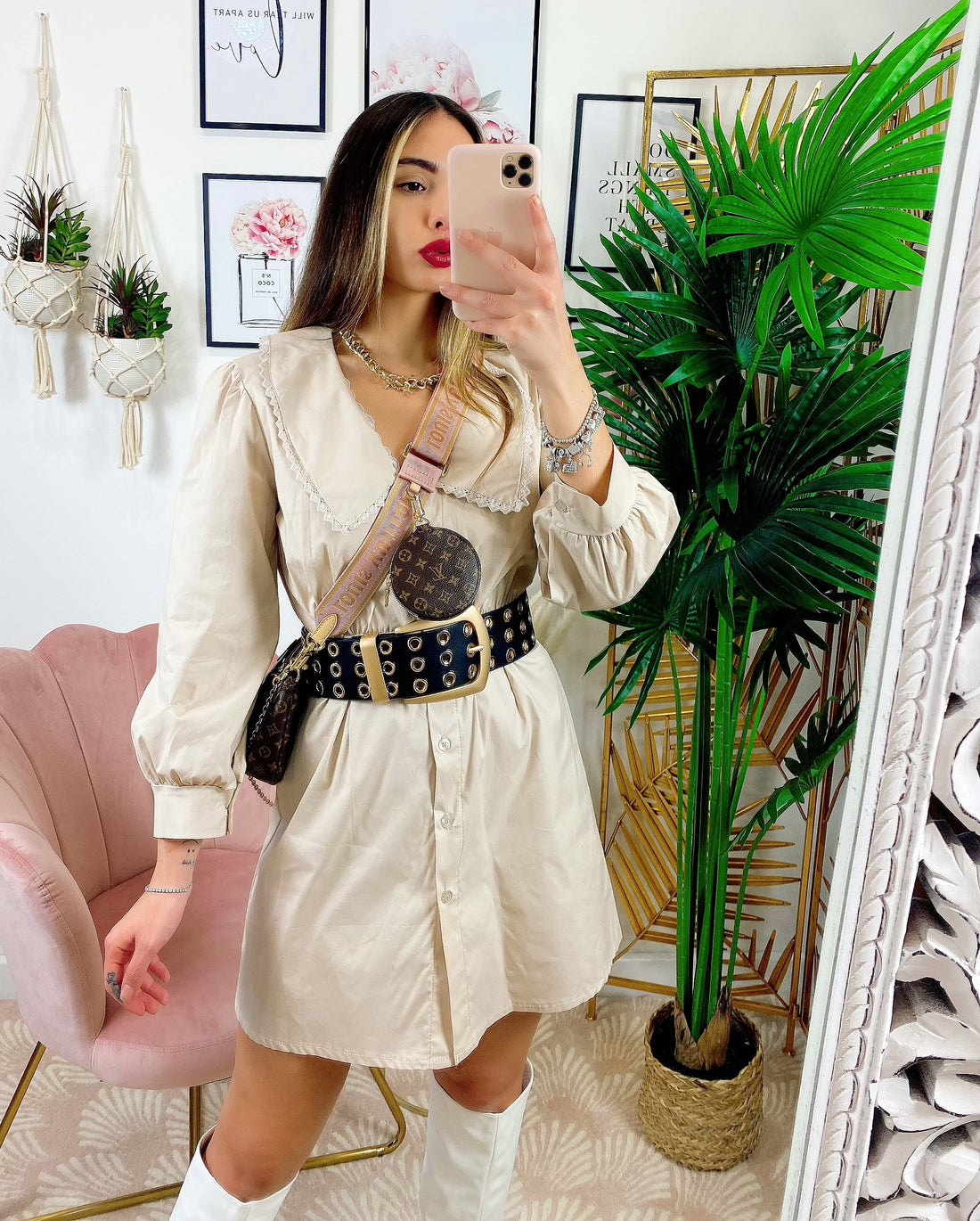 Abito a camicetta beige - R.a. Boutique 