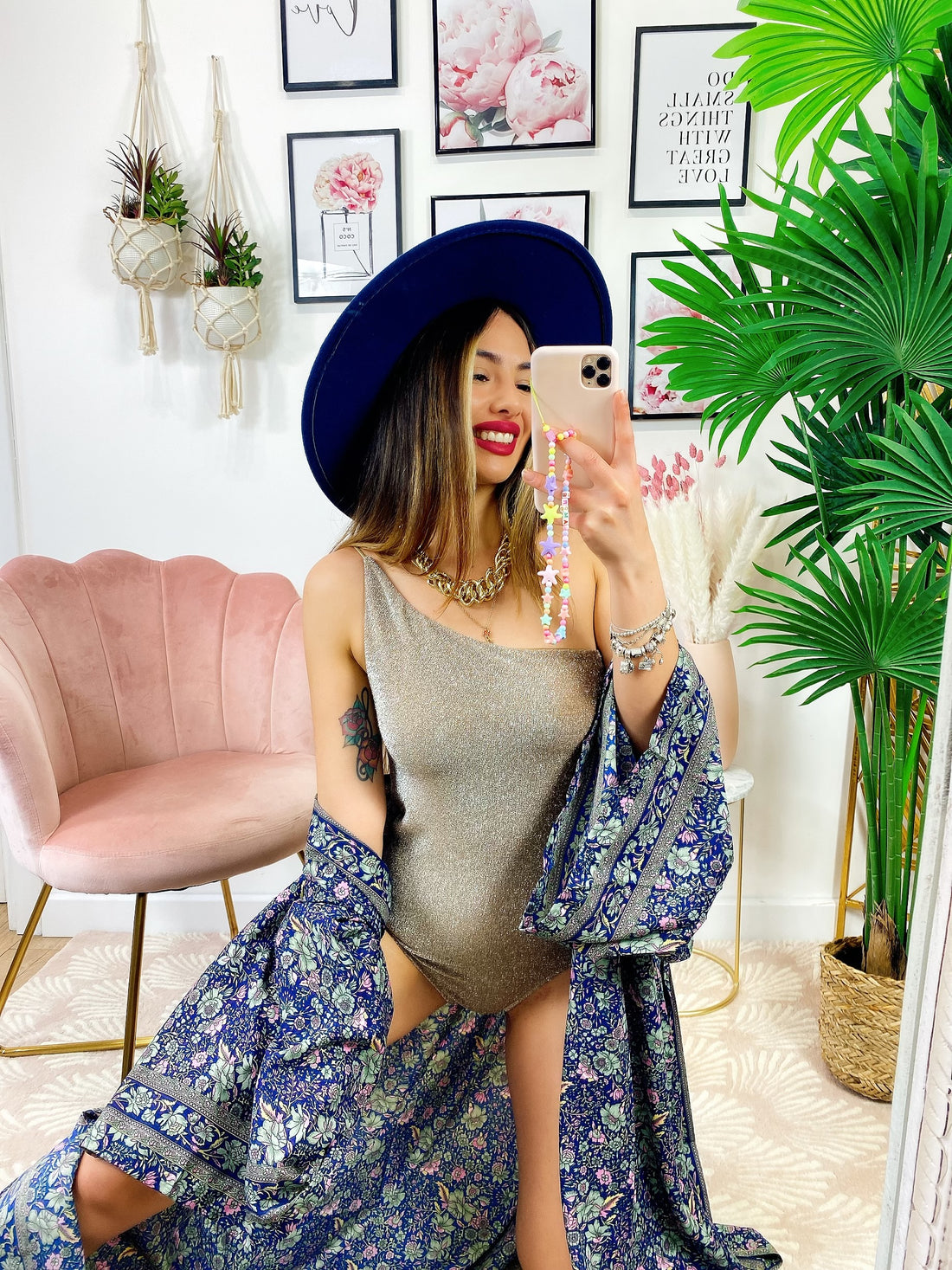 Kimono blu oro rosa - R.a. Boutique 