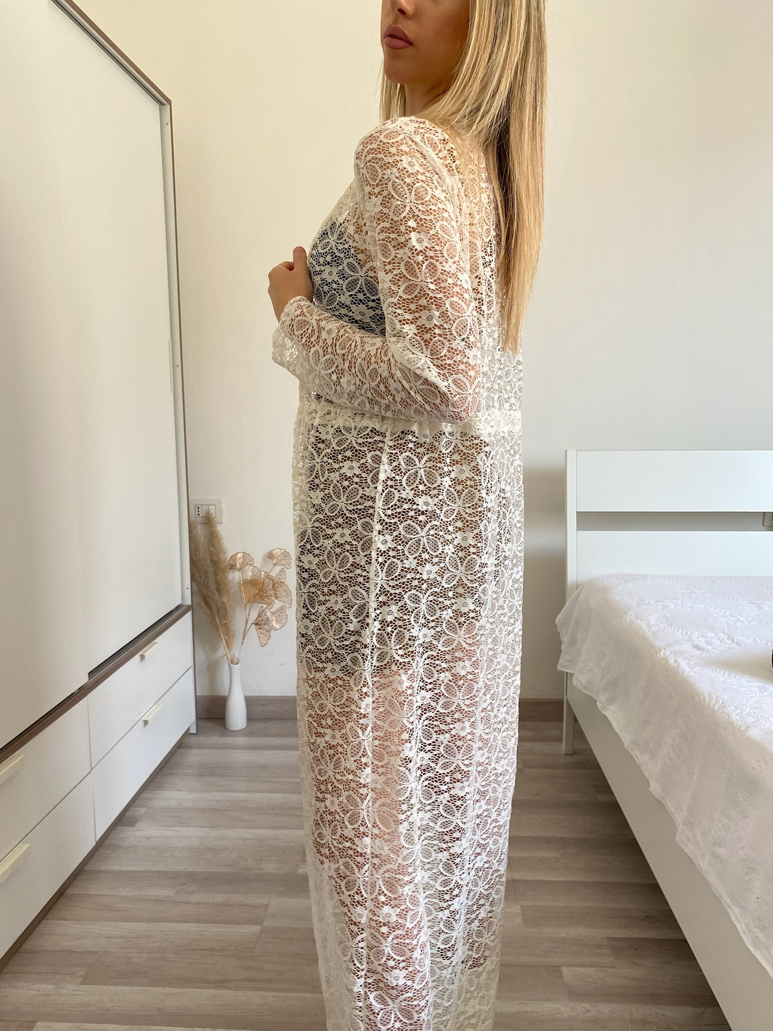 Kimono in pizzo bianco - R.a. Boutique 