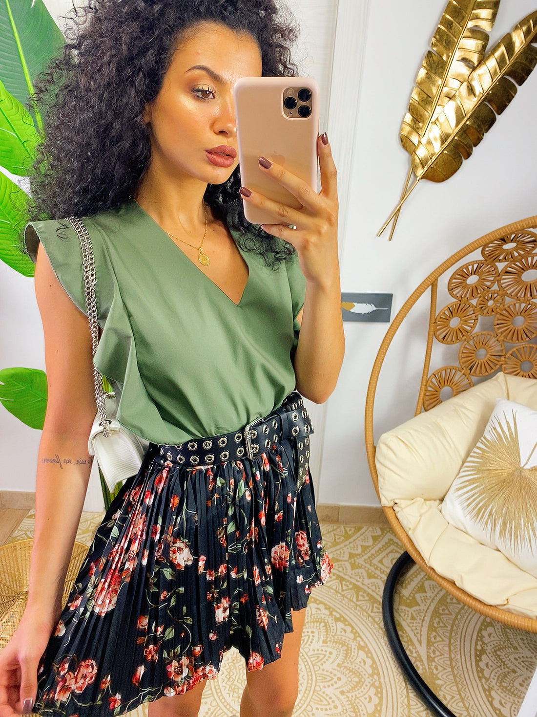 Maglia in cotone con rouches sulle maniche - R.a. Boutique 