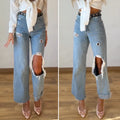 Jeans con maxi spacco e risvolto - R.a. Boutique 