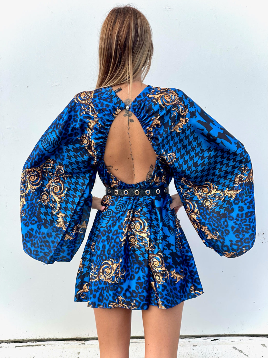 Abito etnico schiena aperta blu - R.a. Boutique 