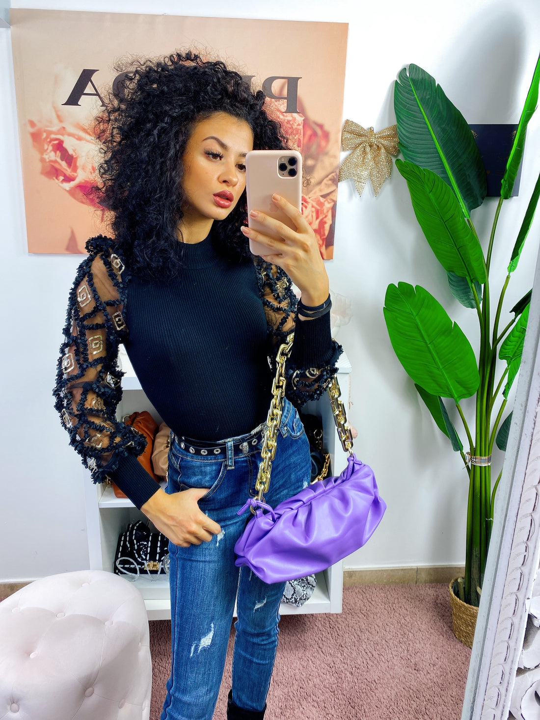 Maglioncino maniche velate e paillettes - R.a. Boutique 