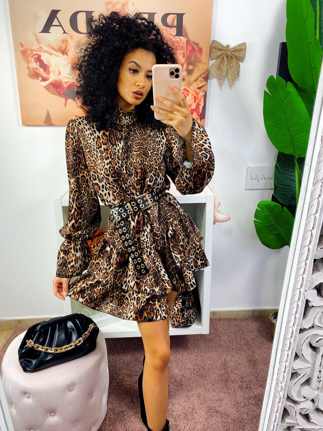 Abito a balze Maculato manica lunga - R.a. Boutique 