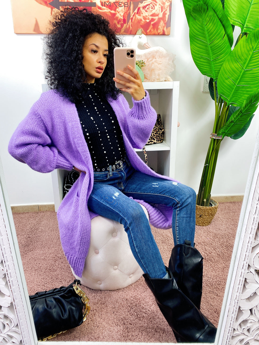 Cardigan lungo morbido lilla - R.a. Boutique 