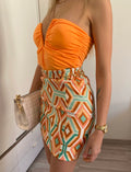 Gonna geometrica arancio verde - R.a. Boutique 