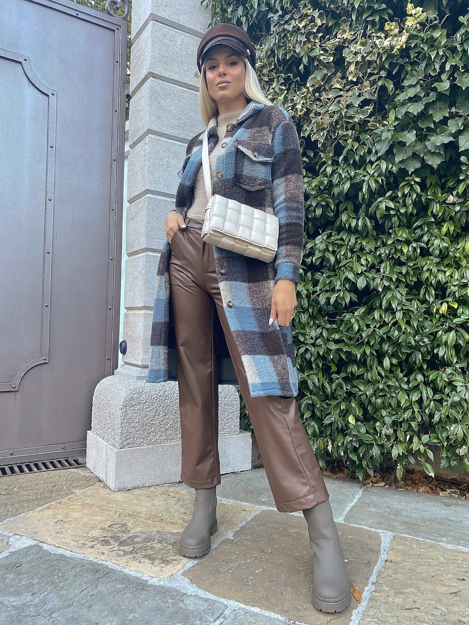 Maxi camicione a quadri nero e celeste - R.a. Boutique 