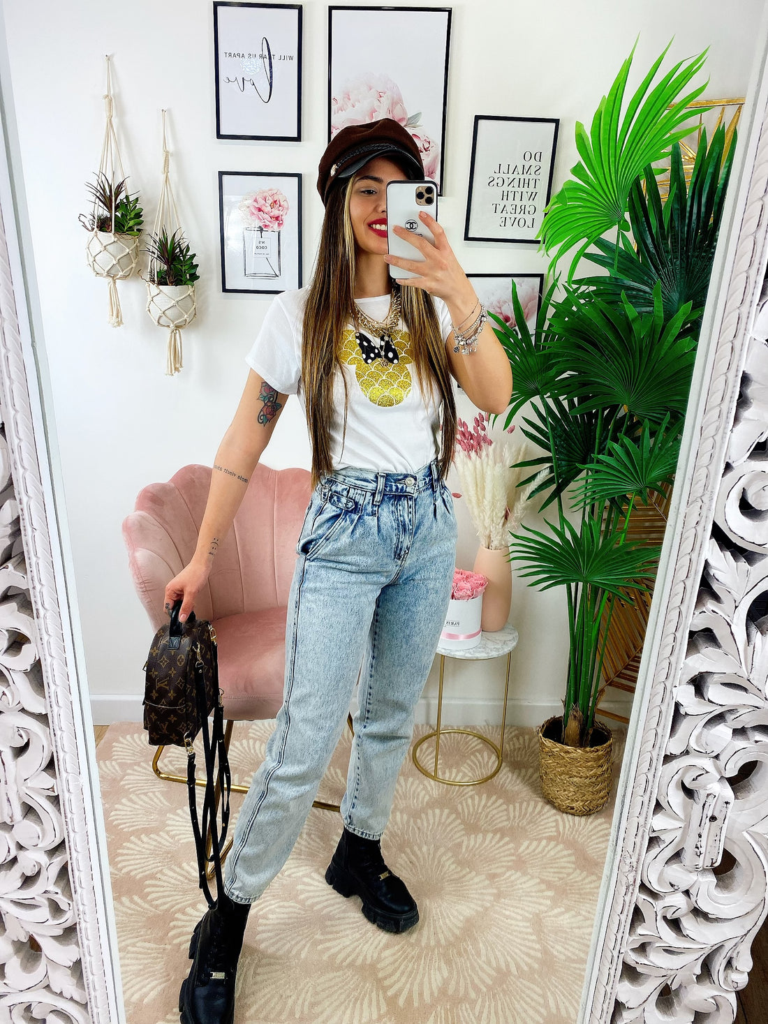 T-shirt con stampa glitter oro - R.a. Boutique 