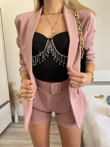 Completo giacca e Short cipria - R.a. Boutique 