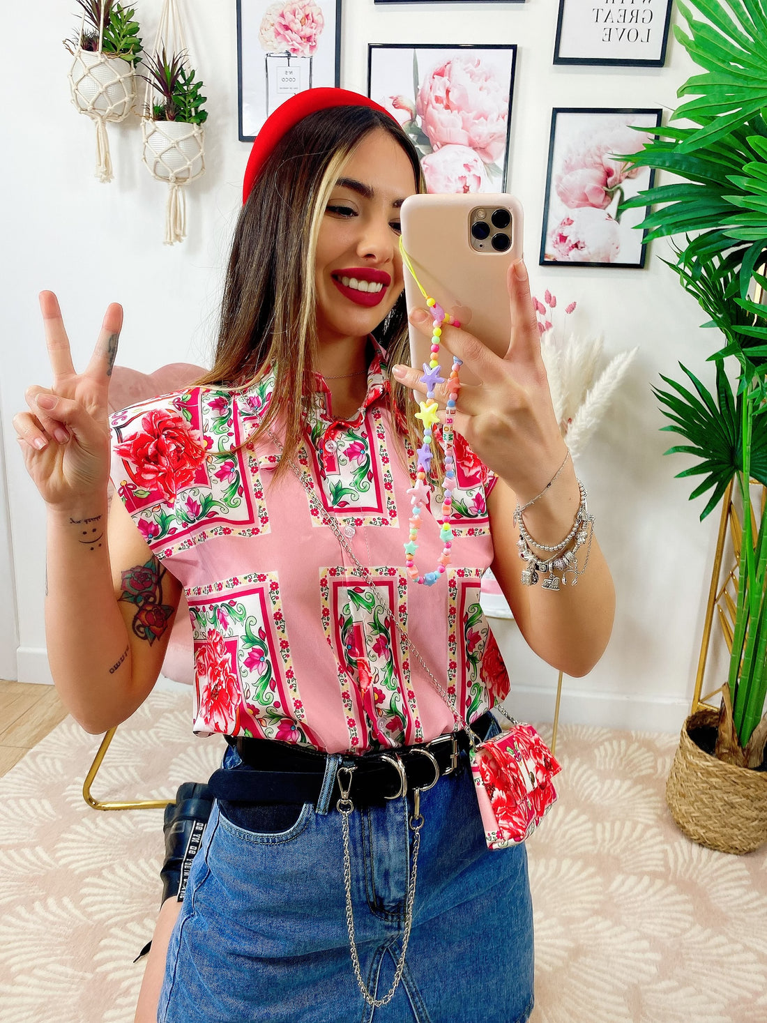 Camicia smanicata con borsetta base Rosa - R.a. Boutique 