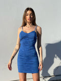 Abito aderente arricciato blu - R.a. Boutique 