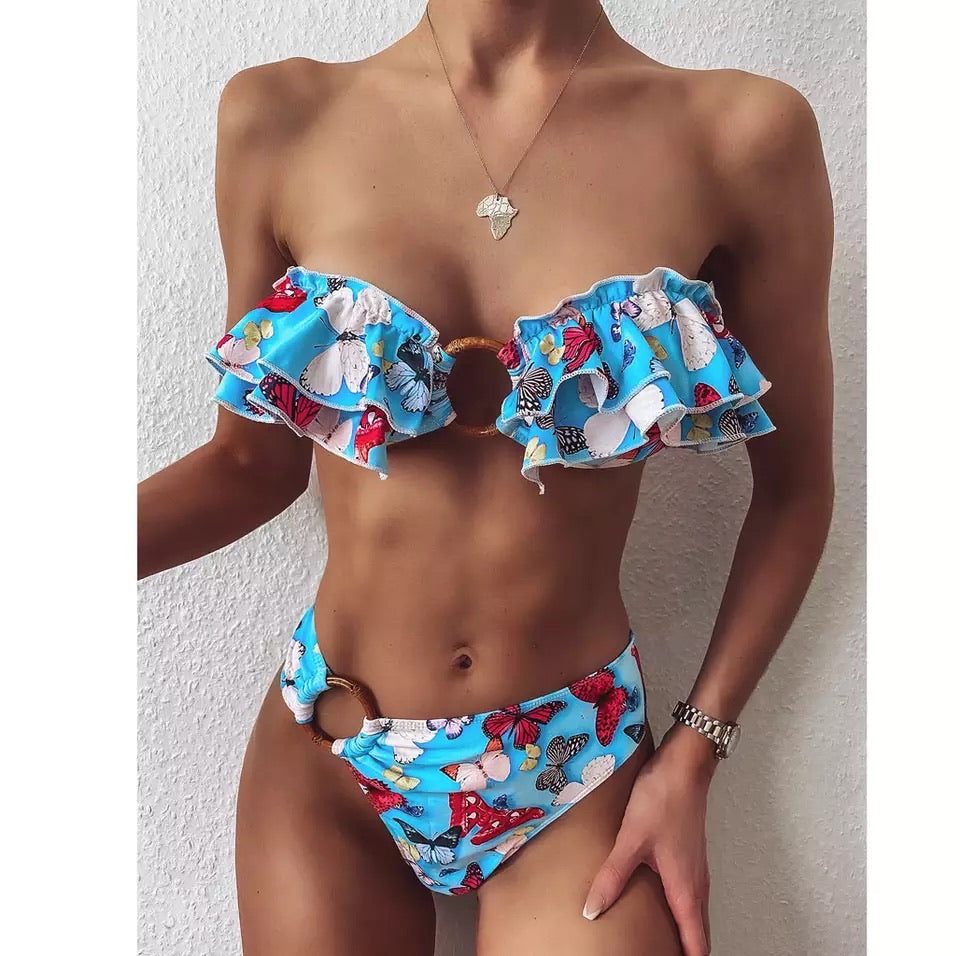 Bikini con farfalle celeste - R.a. Boutique 