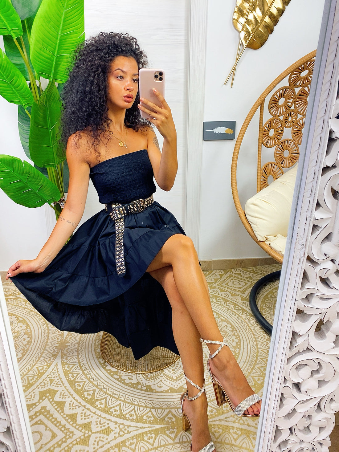 Abito a fascia corto davanti nero - R.a. Boutique 