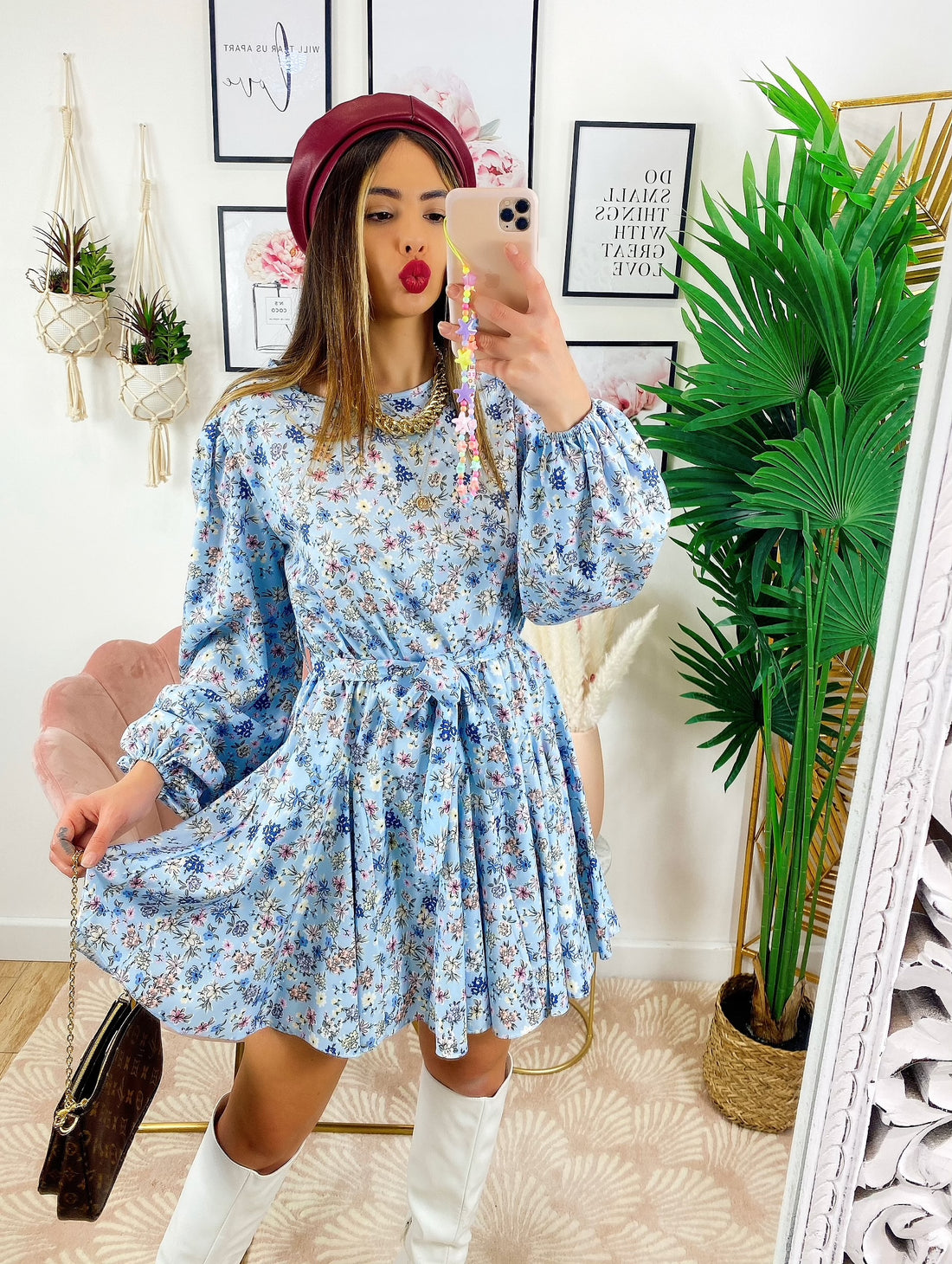 Abito con fiorellini celesti - R.a. Boutique 