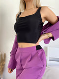 Completo giacca crop e pantalone viola - R.a. Boutique 