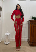 Completo top e pantalone lace rosso - R.a. Boutique 