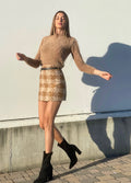 Gonna in tweed pied de poule beige - R.a. Boutique 