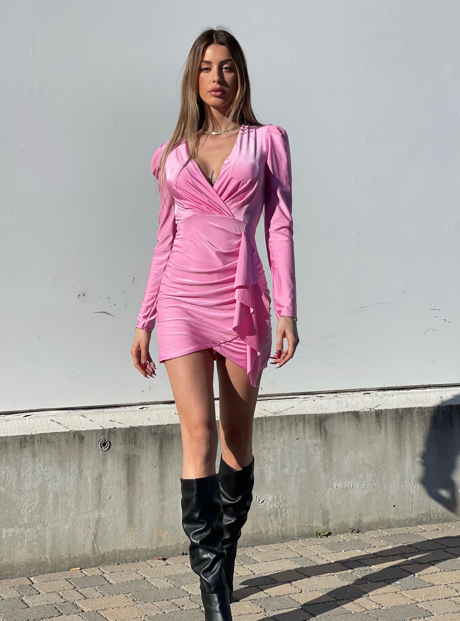 Abito con fusciacca rosa - R.a. Boutique 