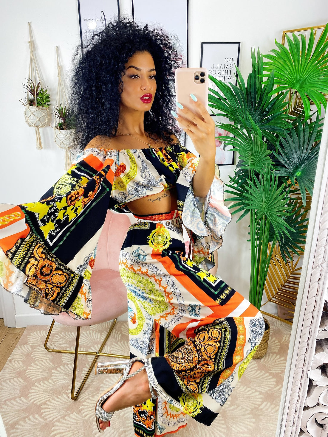 Completo stampa etnica dettagli Arancio - R.a. Boutique 