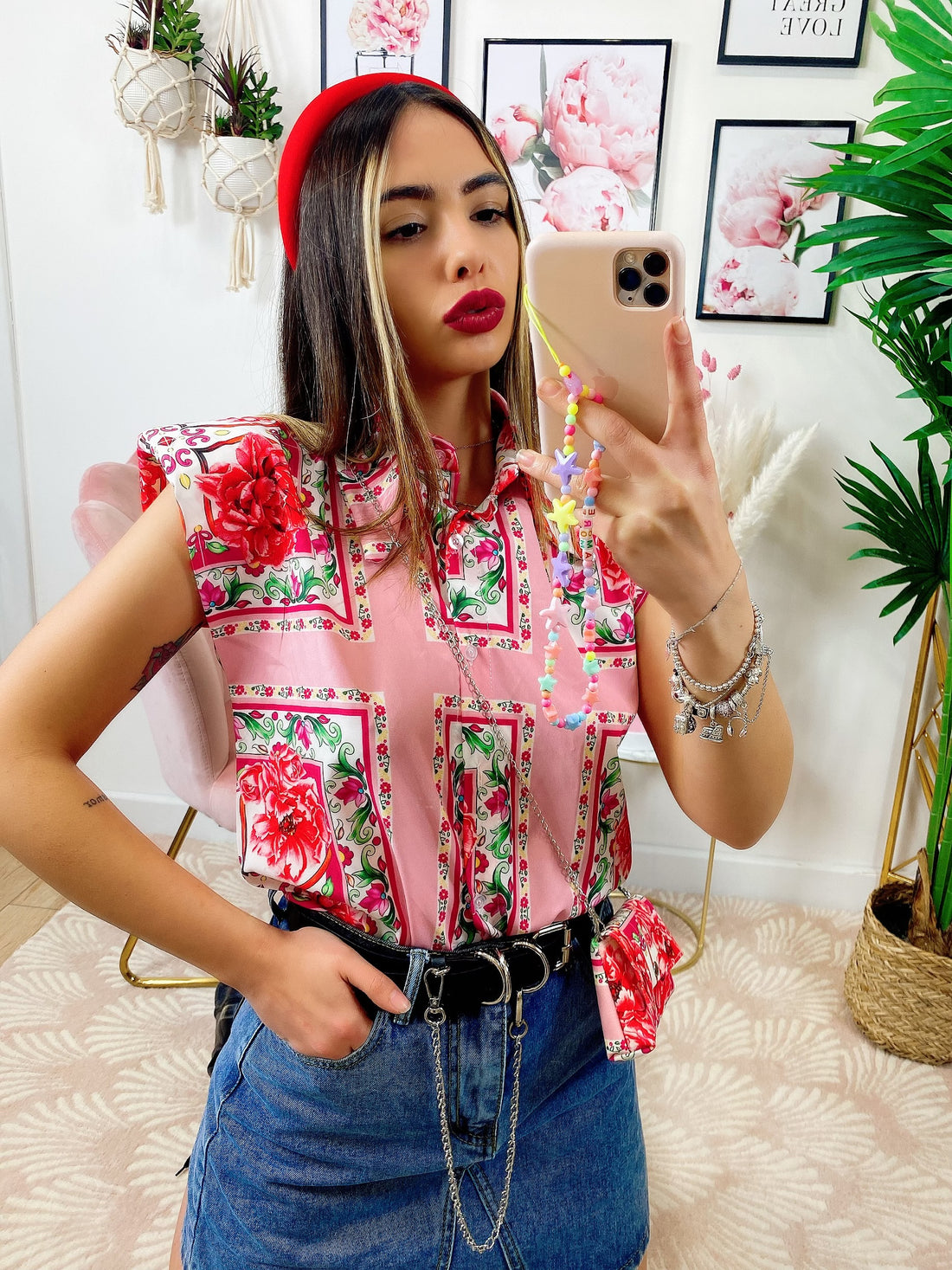 Camicia smanicata con borsetta base Rosa - R.a. Boutique 